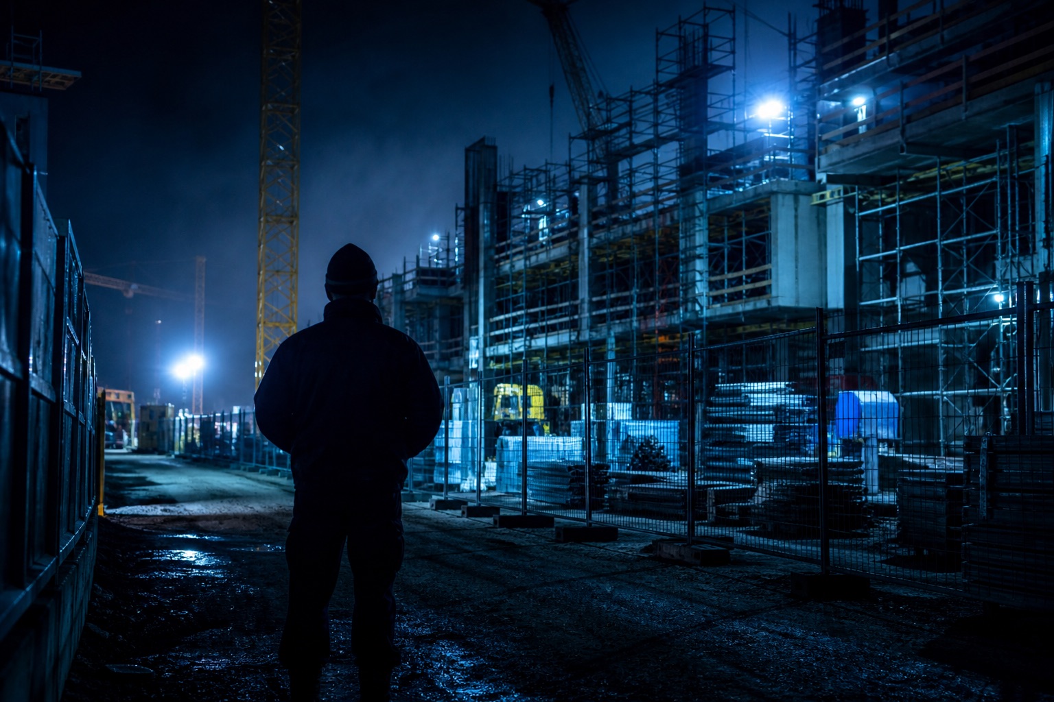 Baustellenüberwachung bei Nacht